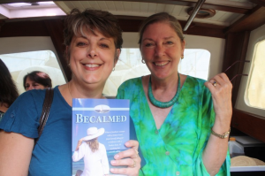 Daria also took this of Claudia, one of our guests, holding her newly signed copy of Becalmed